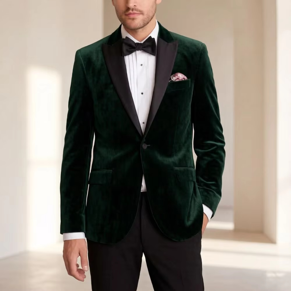 Formal Men Party Wear Jacket - بدلة رسمية مخملية للرجال بقصة ضيقة،