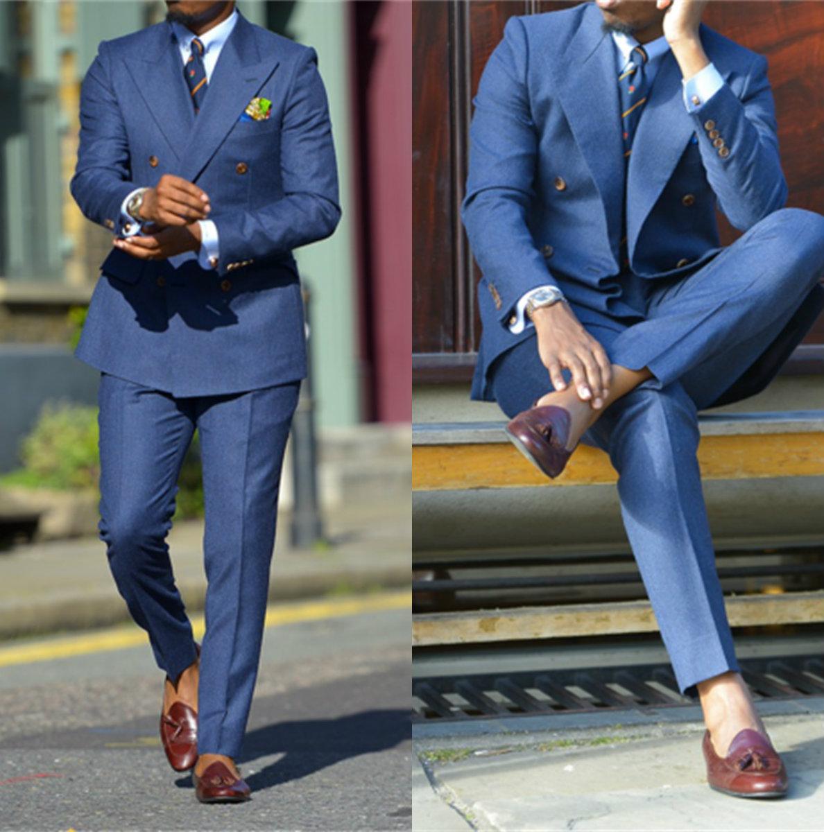 Men Formal Wear Jacket - الأزرق الداكن الرسمي للرجال الدعاوى قطعتين