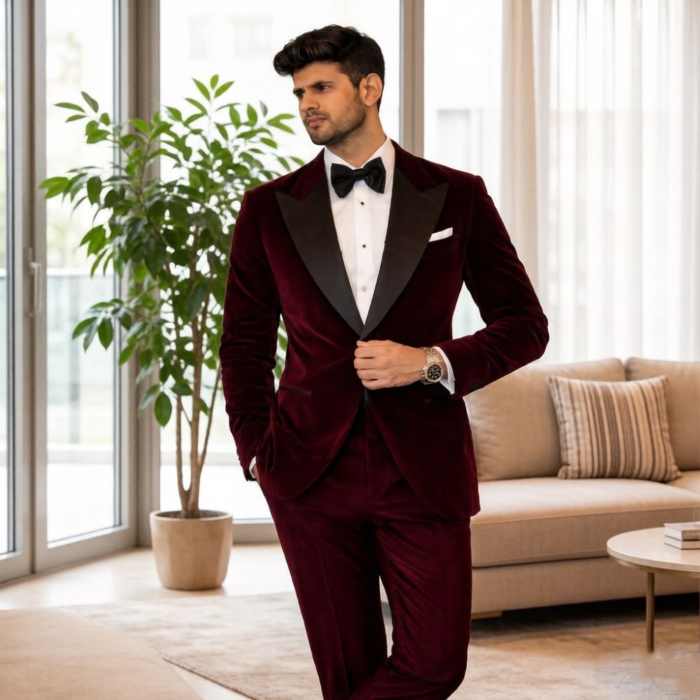 Formal Men Party Wear Jacket - بدلات مخملية للرجال بقصة ضيقة من