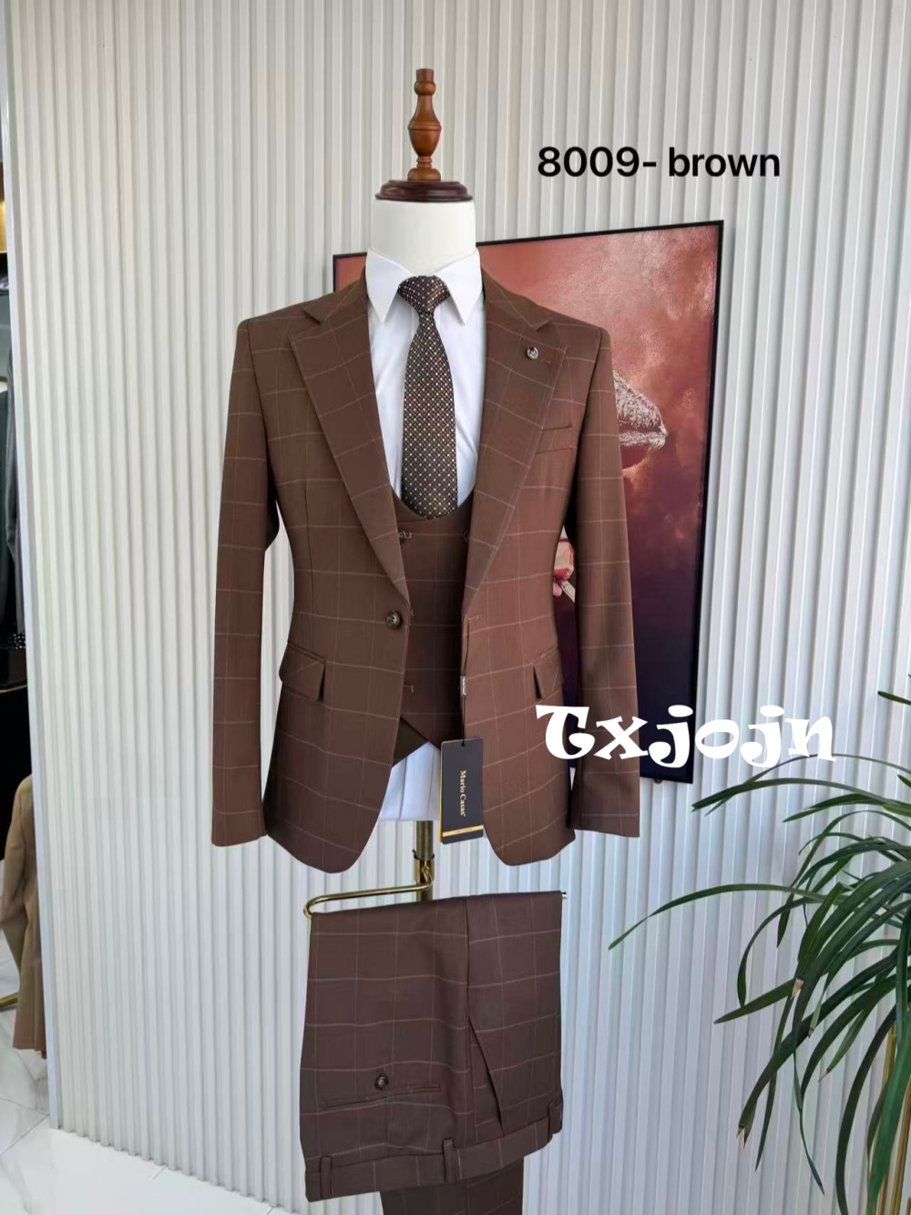 Formal Men Party Wear Jacket - بدلة رجالية مخططة من 3 قطع