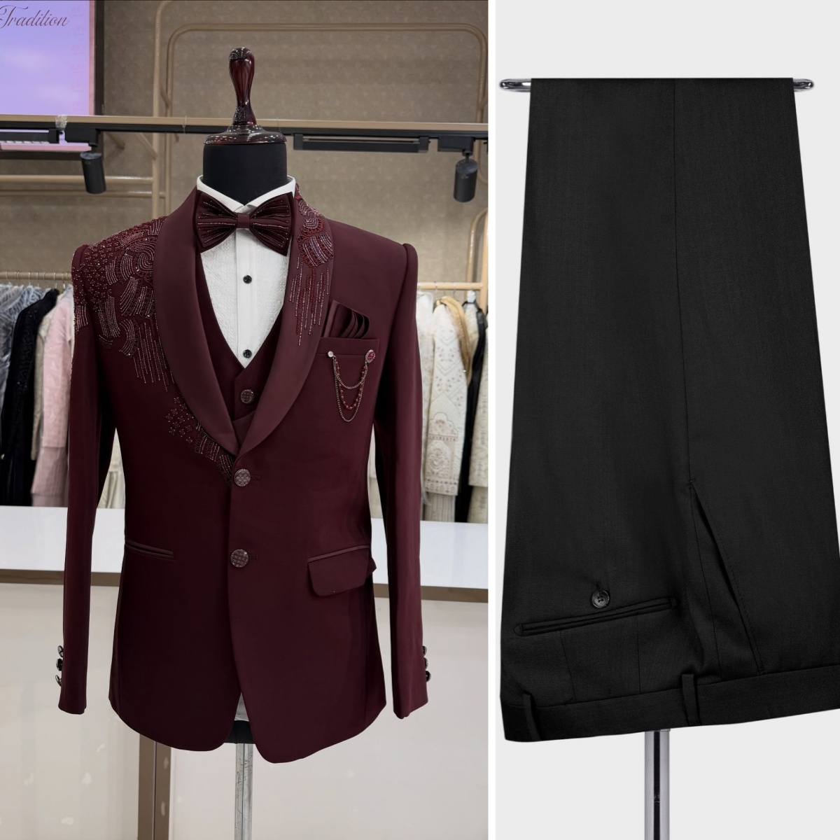 Men Formal Wear Modern - بدلة زفاف للعريس مكونة من 3
