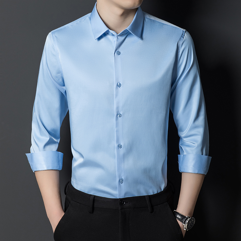 Men Formal Office Wear Shirts - الرجال التوت قميص حريري كلاسيكي الأعمال