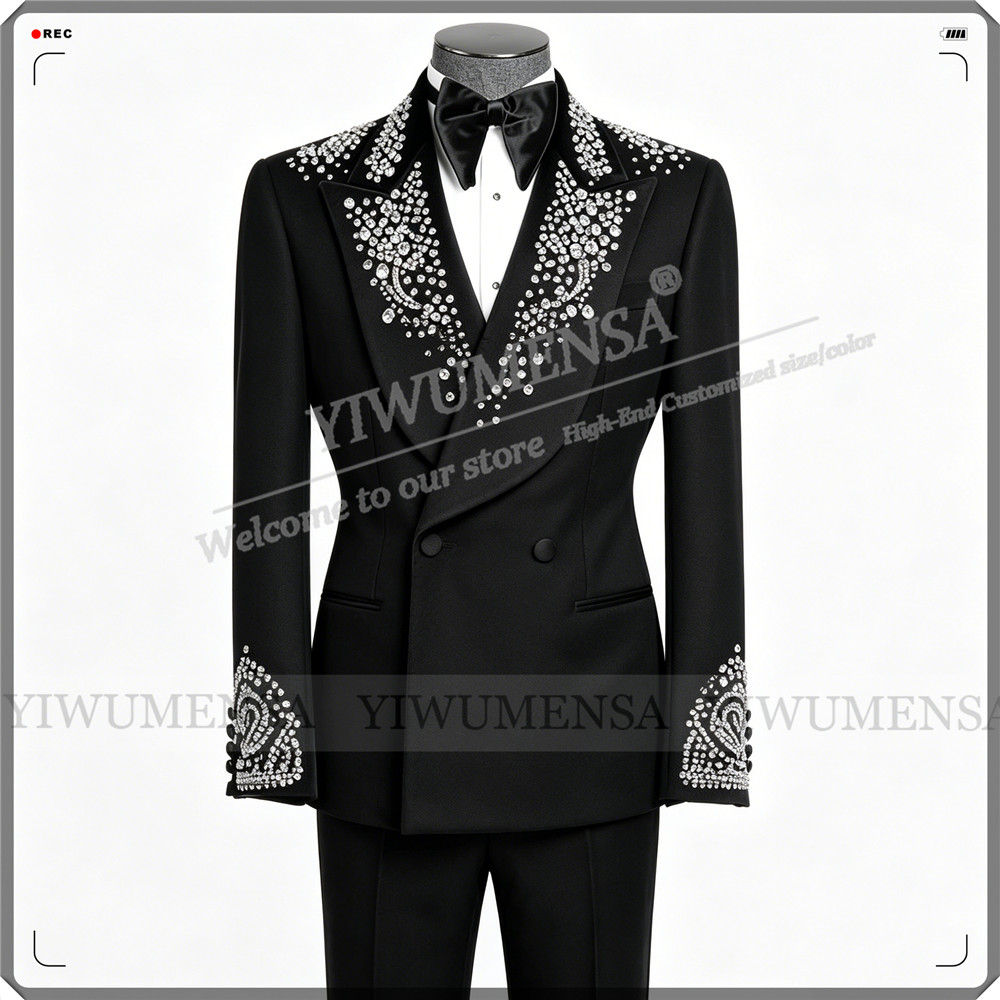Formal Men Party Wear Jacket - بدلة زفاف فاخرة للرجال مزينة بالأحجار