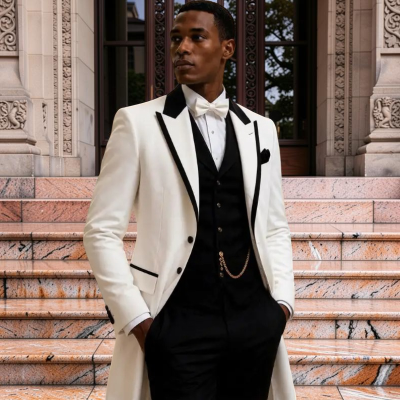 Men Formal Wear Jacket - 3 قطع بدلات زفاف رجالية بقصة