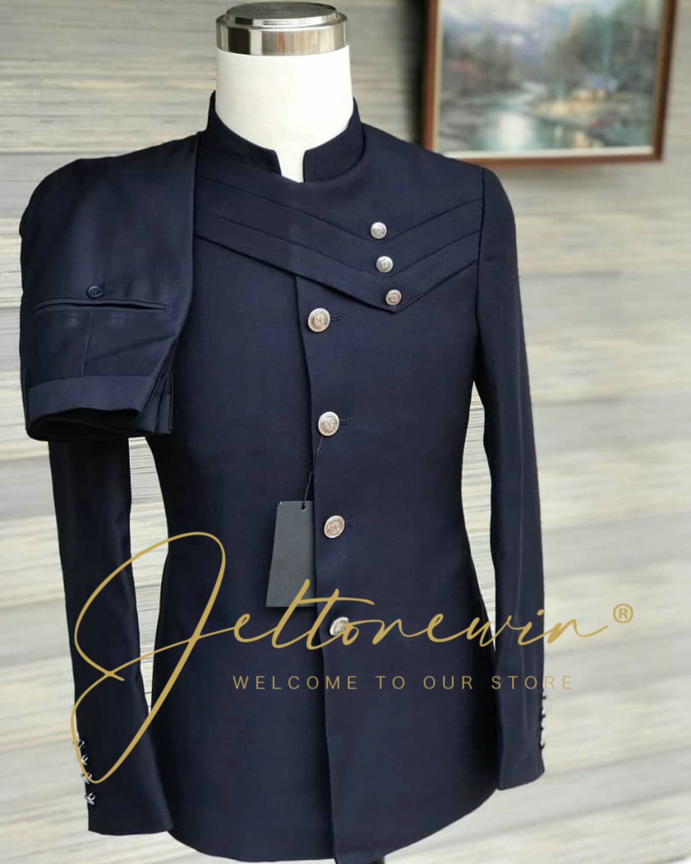 Men Formal Wear Design - طقم بدلة رجالي باللون الأزرق الداكن