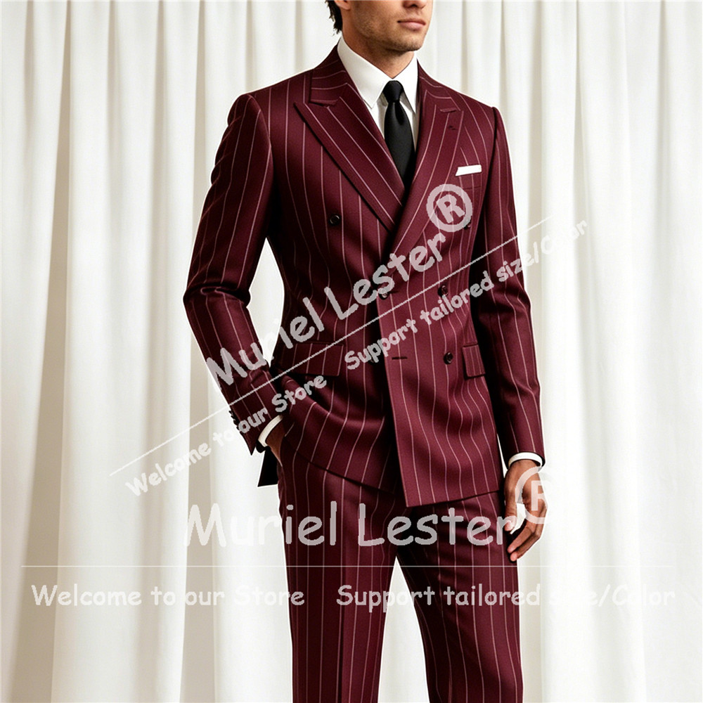 Men Formal Wear With Blazer - بدلة رجالية أنيقة مخططة من قطعتين،
