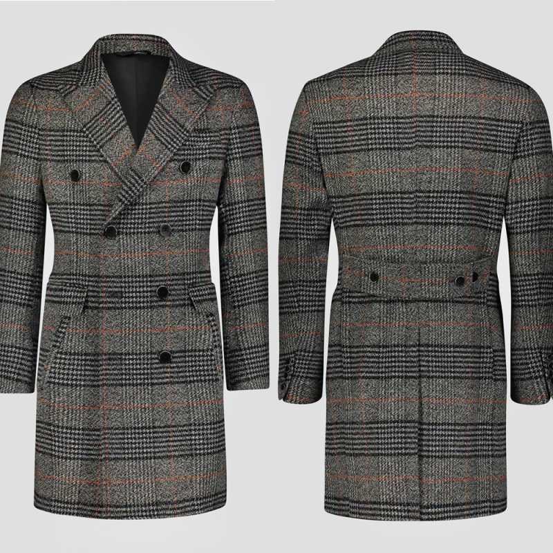 Men Formal Wear Modern - معطف رجالي من مزيج الصوف الشبكي