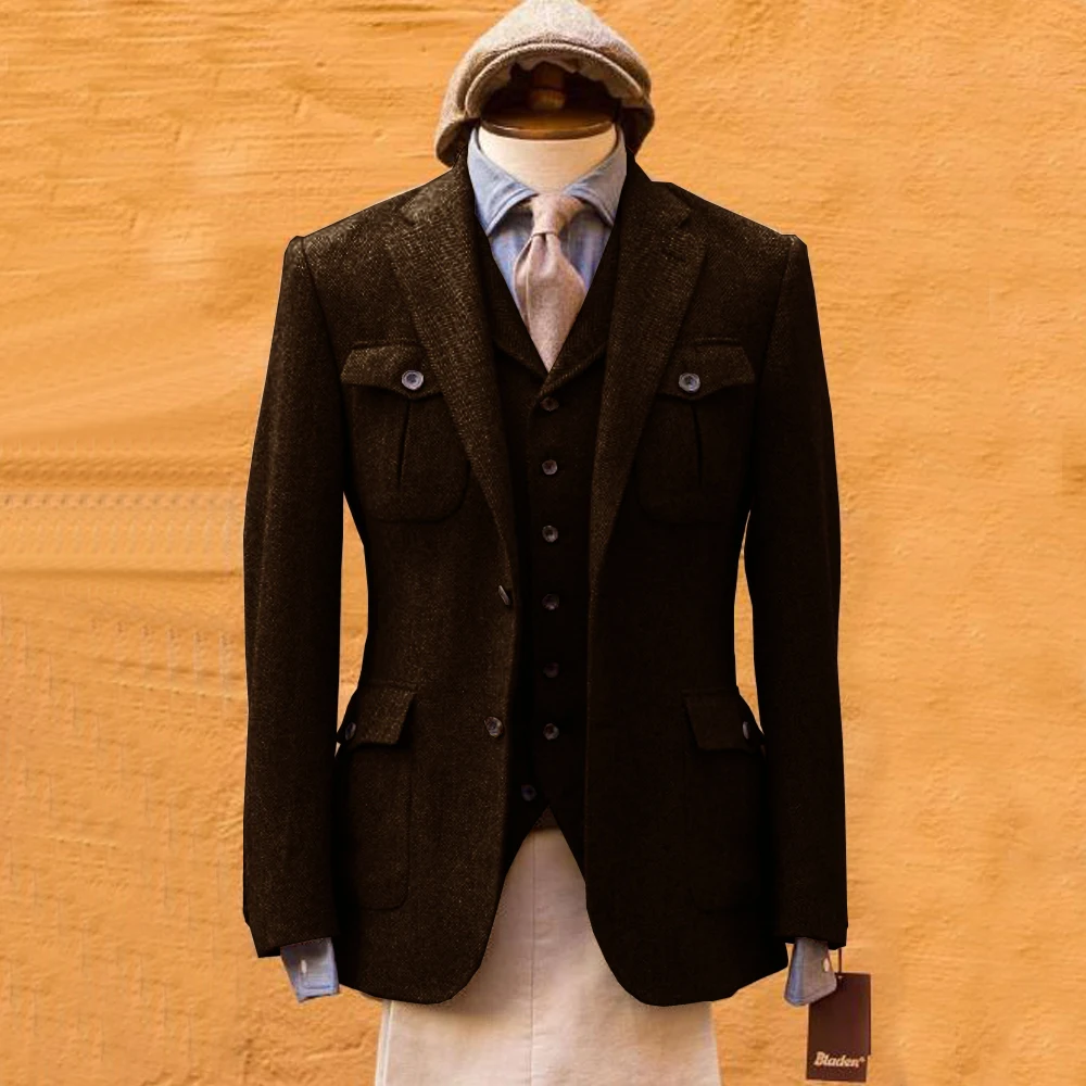 Mens Formal Look - بدلة رجالية رسمية بنقشة هيرينغبون، أفضل