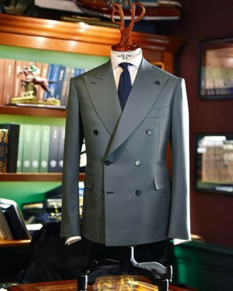 Men Formal Wear Jacket - رمادي الرجال الدعاوى سليم صالح مزدوجة
