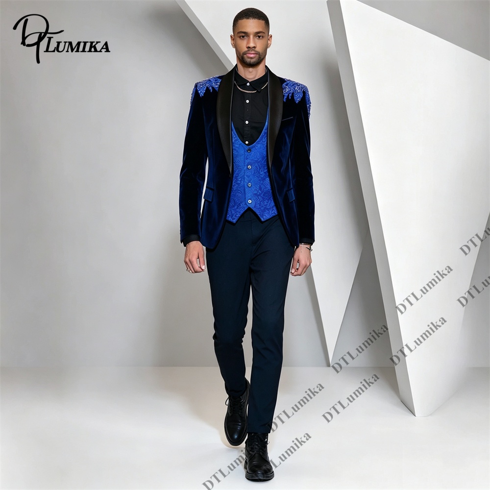 Men Formal Wear With Blazer - بدلة رجالية من ثلاث قطع من