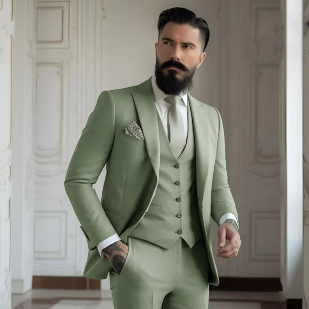 Khaki Formal Wear Men - بدلة رجالية كاكي للزفاف، ملابس العريس