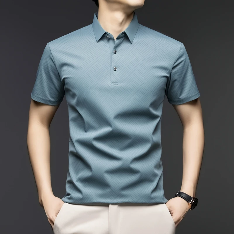 Men'S Polo Formal Wear - قميص بولو رجالي أنيق بنقشة مميزة