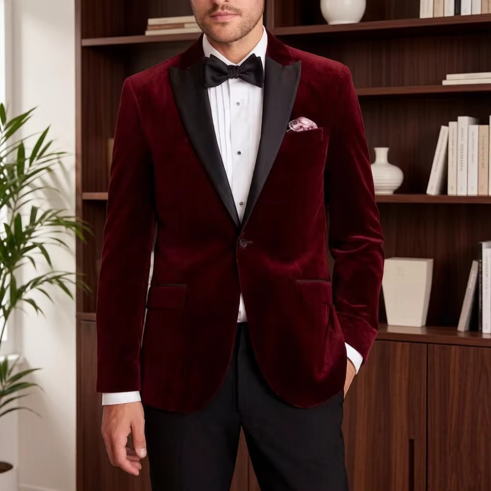 بدلة رسمية مخملية للرجال بقصة  - مراجعة Formal Men Party Wear Jacket وسعره