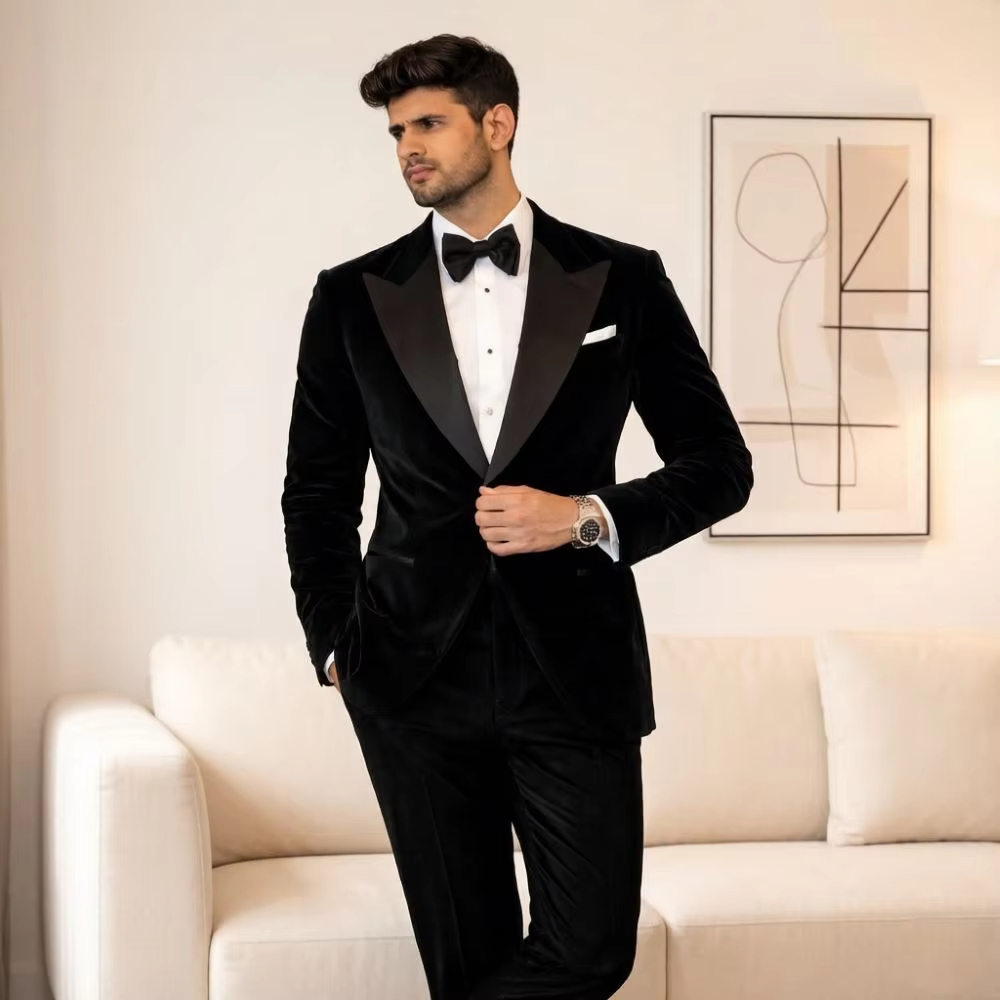 بدلات مخملية للرجال بقصة ضيقة  - مراجعة Formal Men Party Wear Jacket وسعره