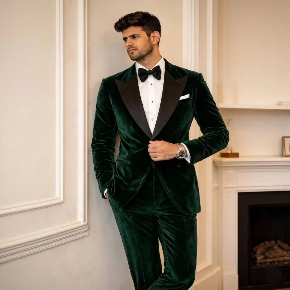 بدلات مخملية للرجال بقصة ضيقة  - مراجعة Formal Men Party Wear Jacket وسعره