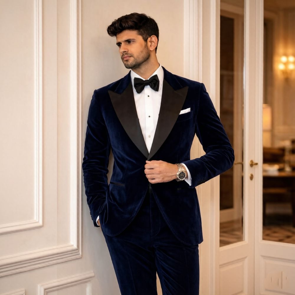 بدلات مخملية للرجال بقصة ضيقة  - مراجعة Formal Men Party Wear Jacket وسعره