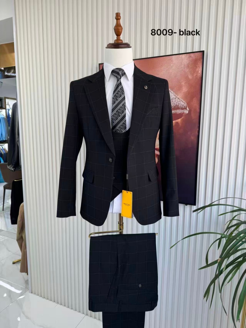 بدلة رجالية مخططة من 3 قطع (جا - مراجعة Formal Men Party Wear Jacket وسعره
