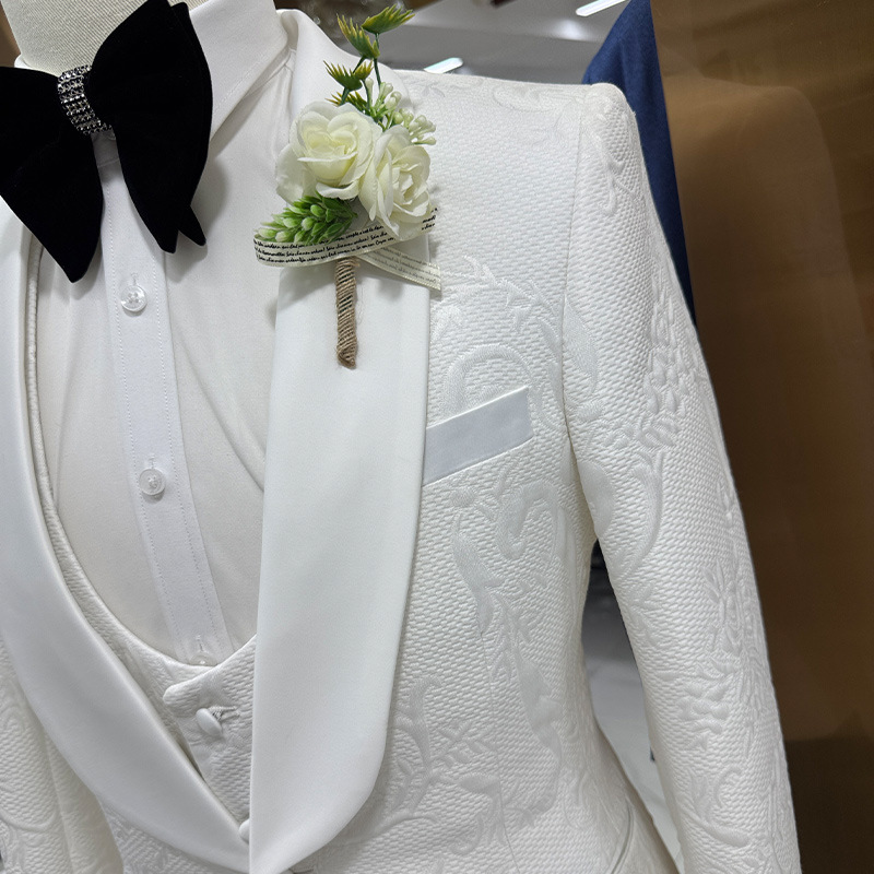 بدلة زفاف رجالية بيضاء من 3 قط - مراجعة Formal Men Party Wear Jacket وسعره