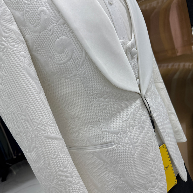 بدلة زفاف رجالية بيضاء من 3 قط - مراجعة Formal Men Party Wear Jacket وسعره