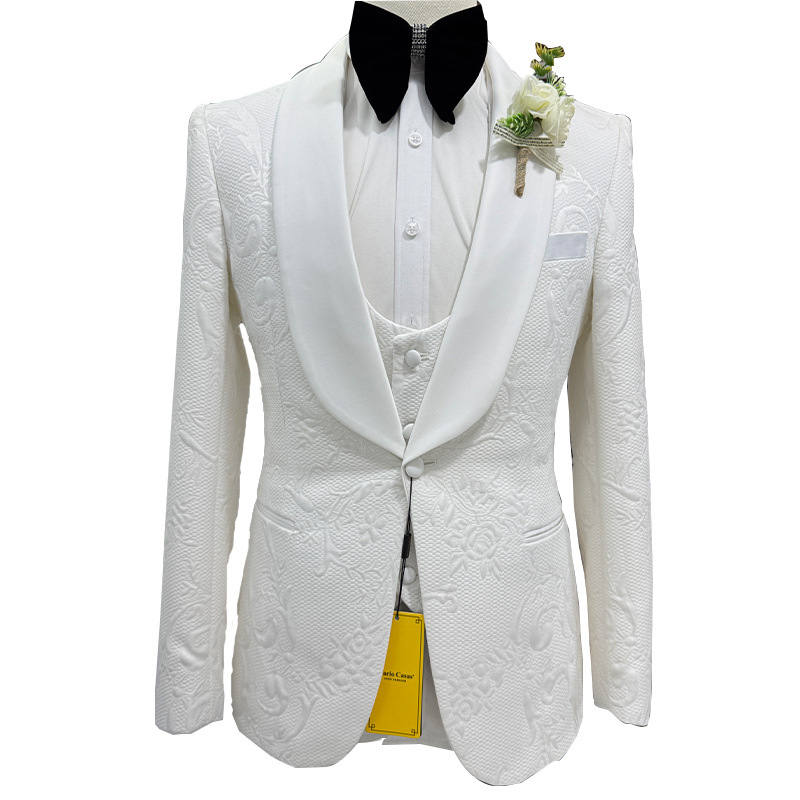 بدلة زفاف رجالية بيضاء من 3 قط - مراجعة Formal Men Party Wear Jacket وسعره