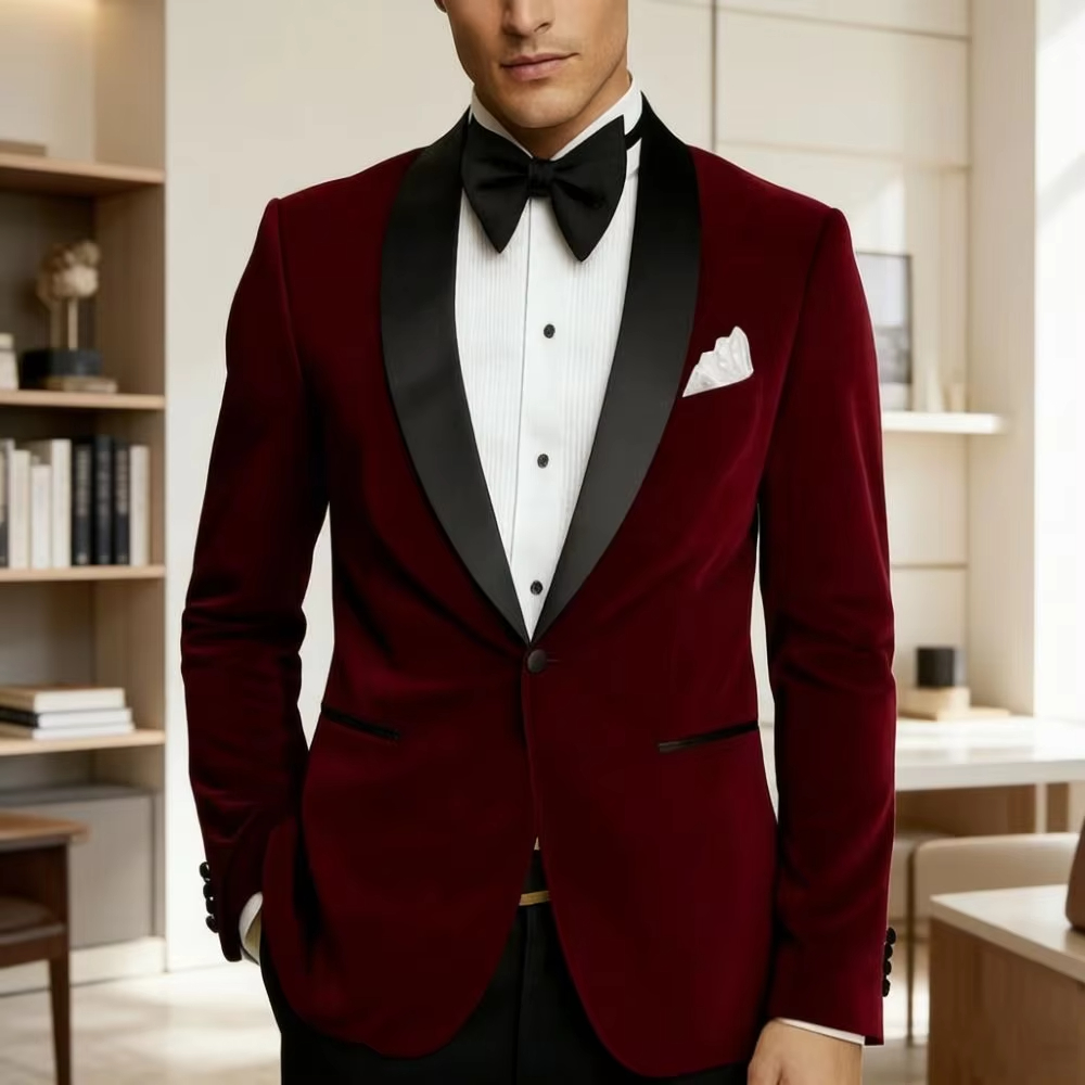 بدلة رجالية مخملية بقصة ضيقة ق - مراجعة Formal Men Party Wear Jacket وسعره