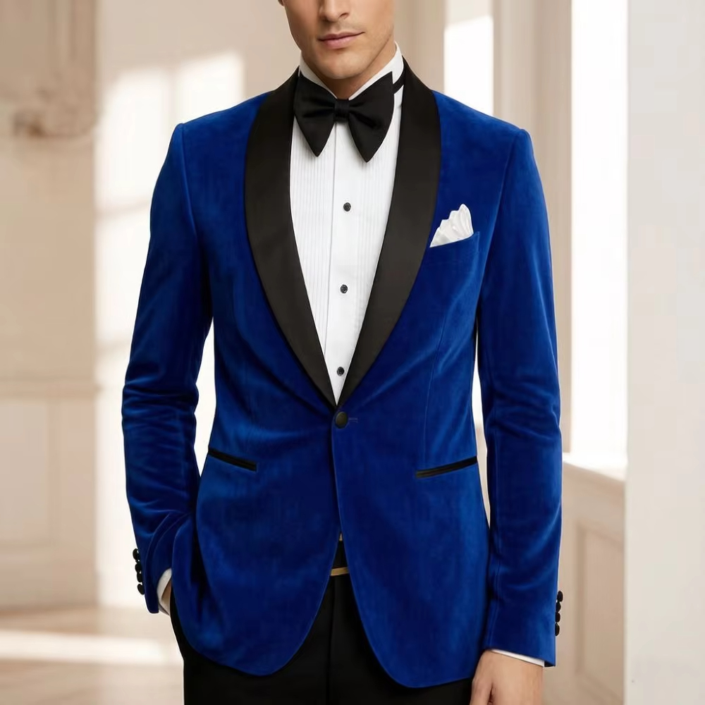 بدلة رجالية مخملية بقصة ضيقة ق - مراجعة Formal Men Party Wear Jacket وسعره