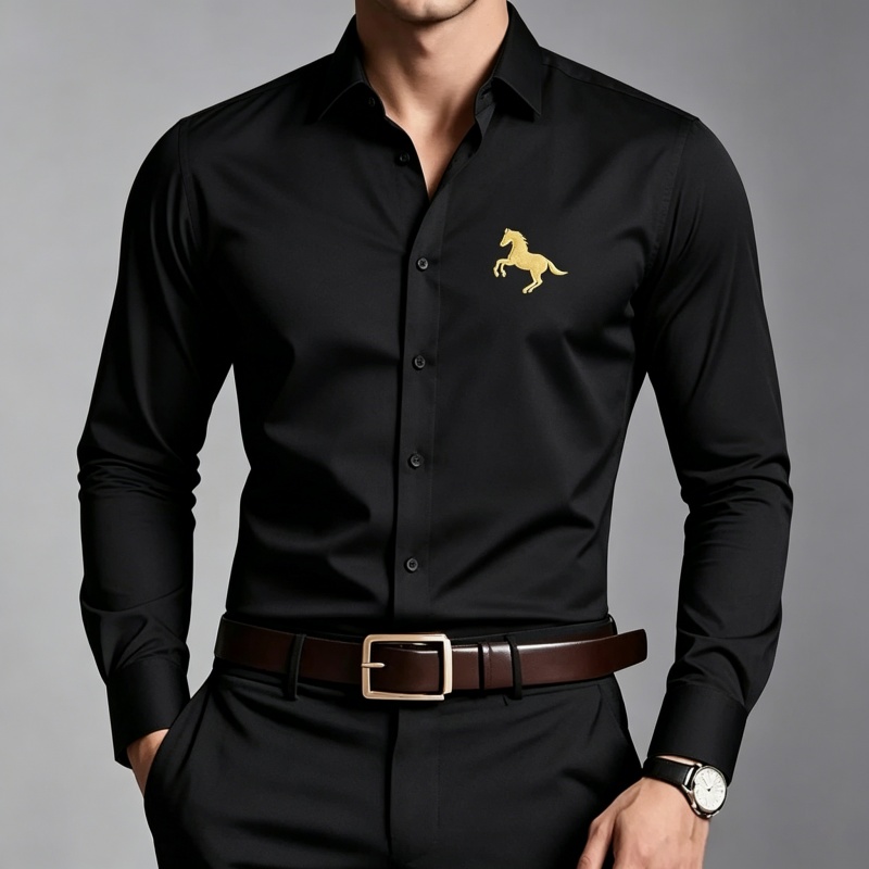 قمصان رجالية أنيقة بطباعة شعار - مراجعة Men Formal Office Wear Shirts وسعره