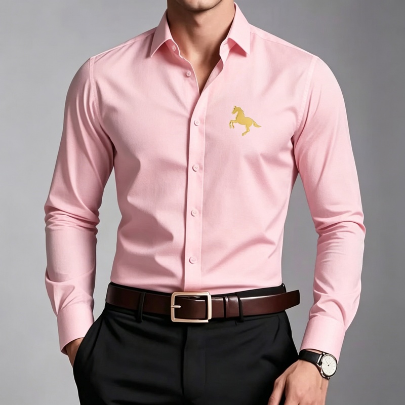 قمصان رجالية أنيقة بطباعة شعار - مراجعة Men Formal Office Wear Shirts وسعره