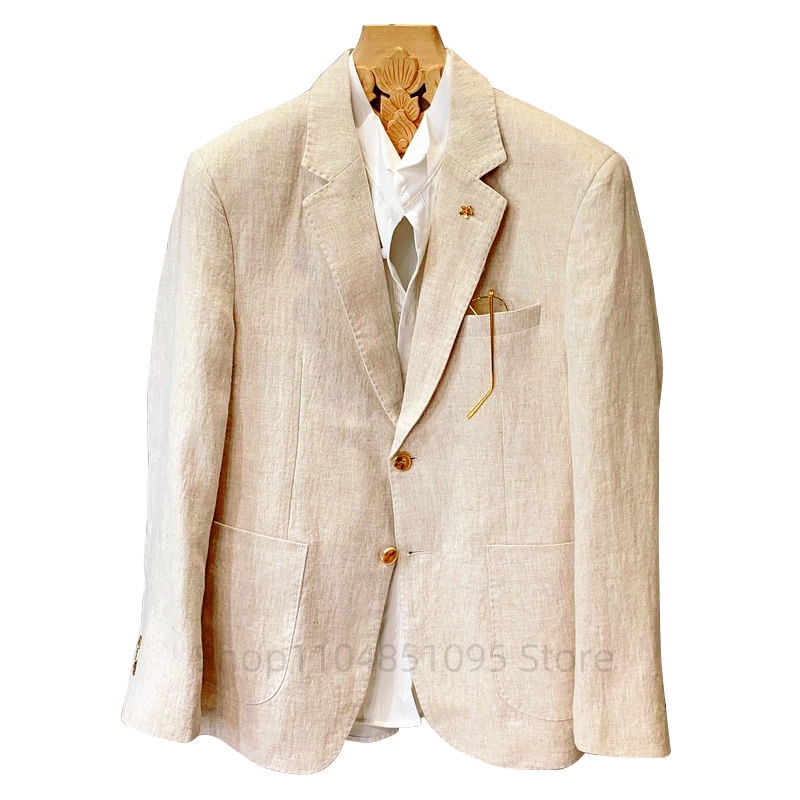 بدلة رجالية بيج من الكتان، ستر - مراجعة Men Formal Wear Design وسعره