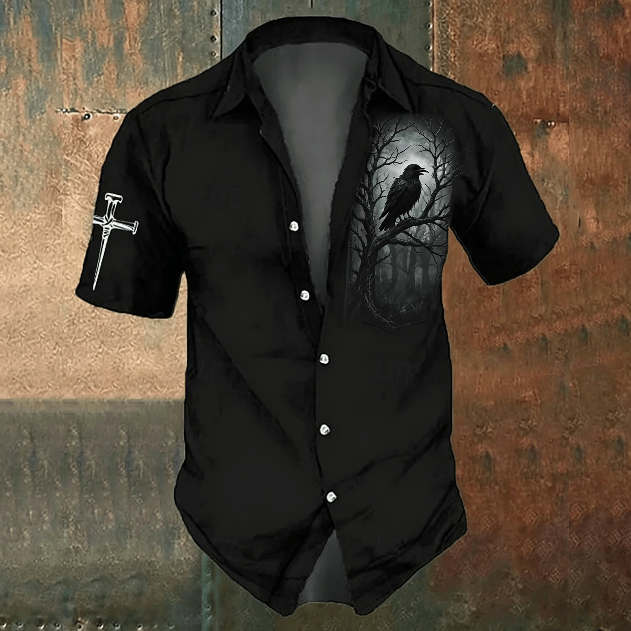 قميص رجالي أسود بطبعة صليب، بأ - مراجعة Men'S Gothic Formal Wear وسعره