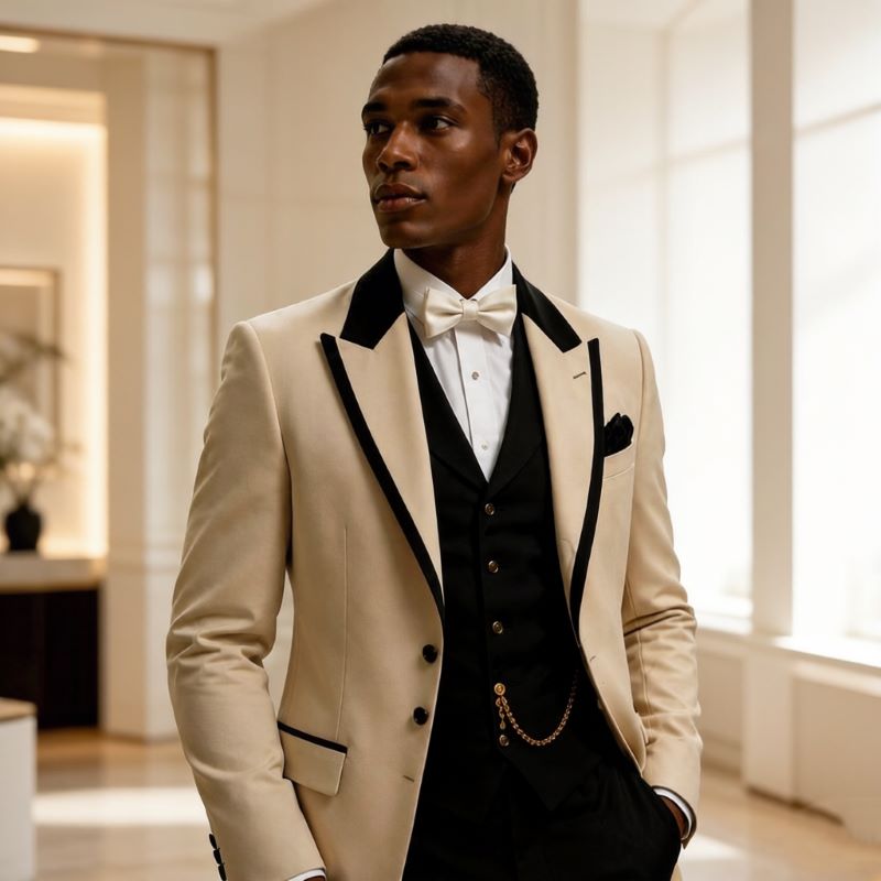 3 قطع بدلات زفاف رجالية بقصة ض - مراجعة Men Formal Wear Jacket وسعره