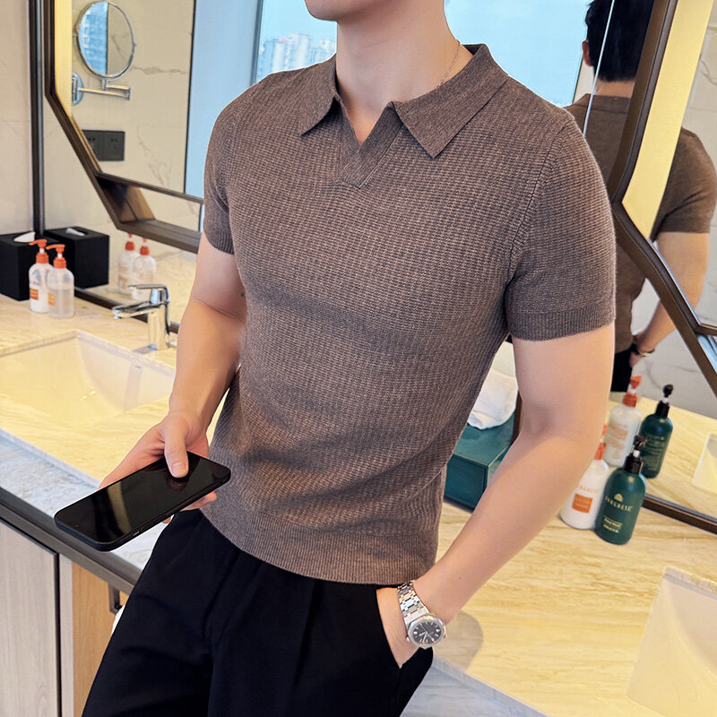 سترة جاكار متماسكة بياقة بولو  - مراجعة Men'S Polo Formal Wear وسعره