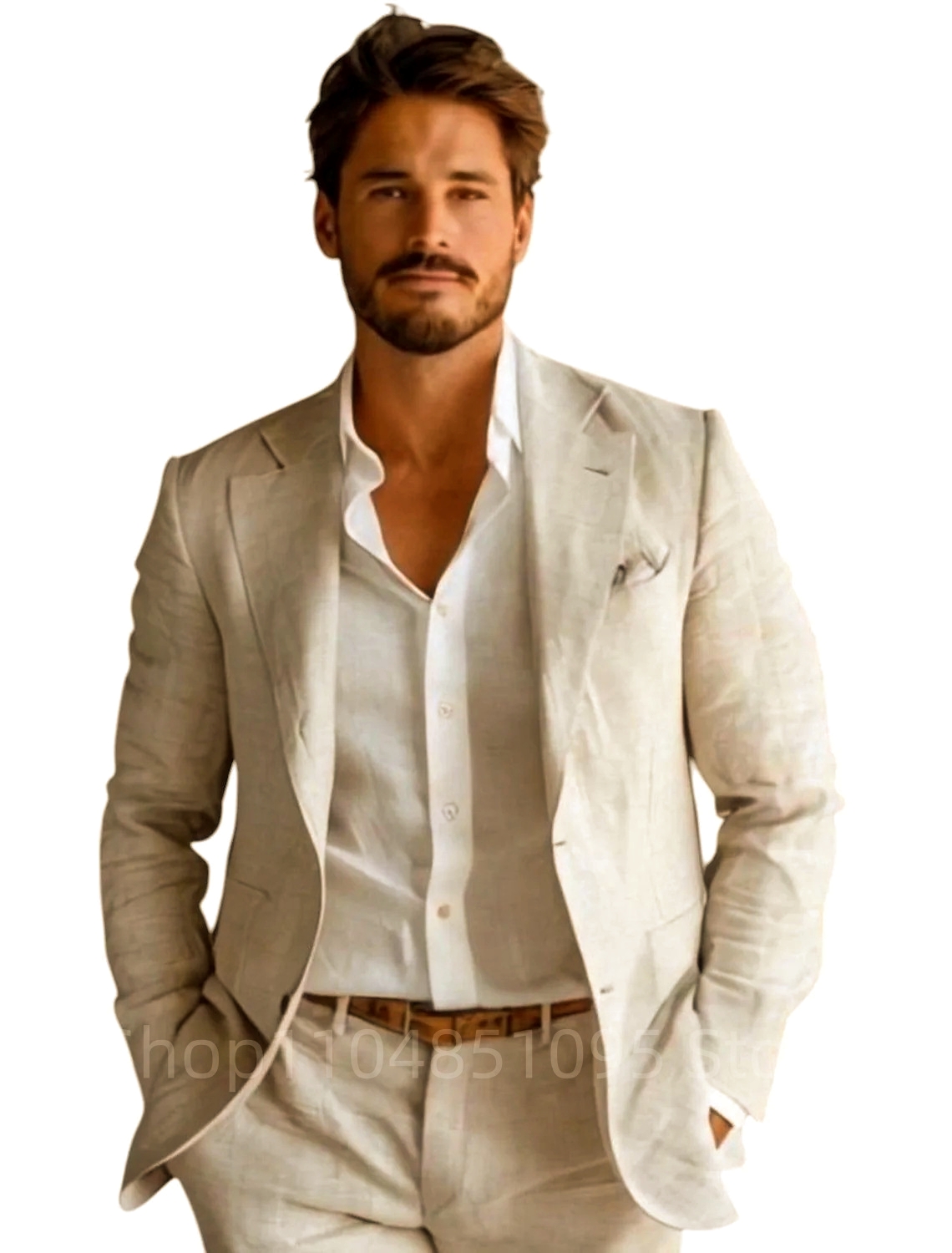 بليزر رجالي أزرق ضيق من الكتان - مراجعة Men Formal Wear Design وسعره