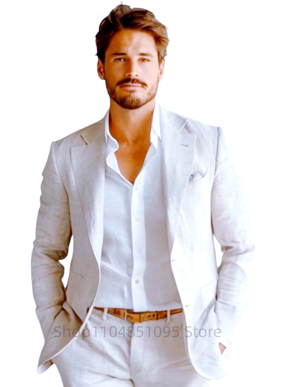 بليزر رجالي أزرق ضيق من الكتان - مراجعة Men Formal Wear Design وسعره