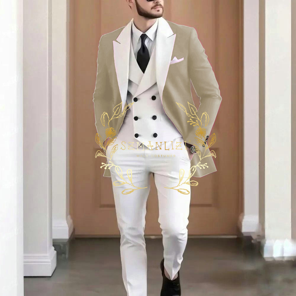 أنيقة عنابي 3 قطع بدلة رجالية  - مراجعة Men Formal Wear Jacket وسعره