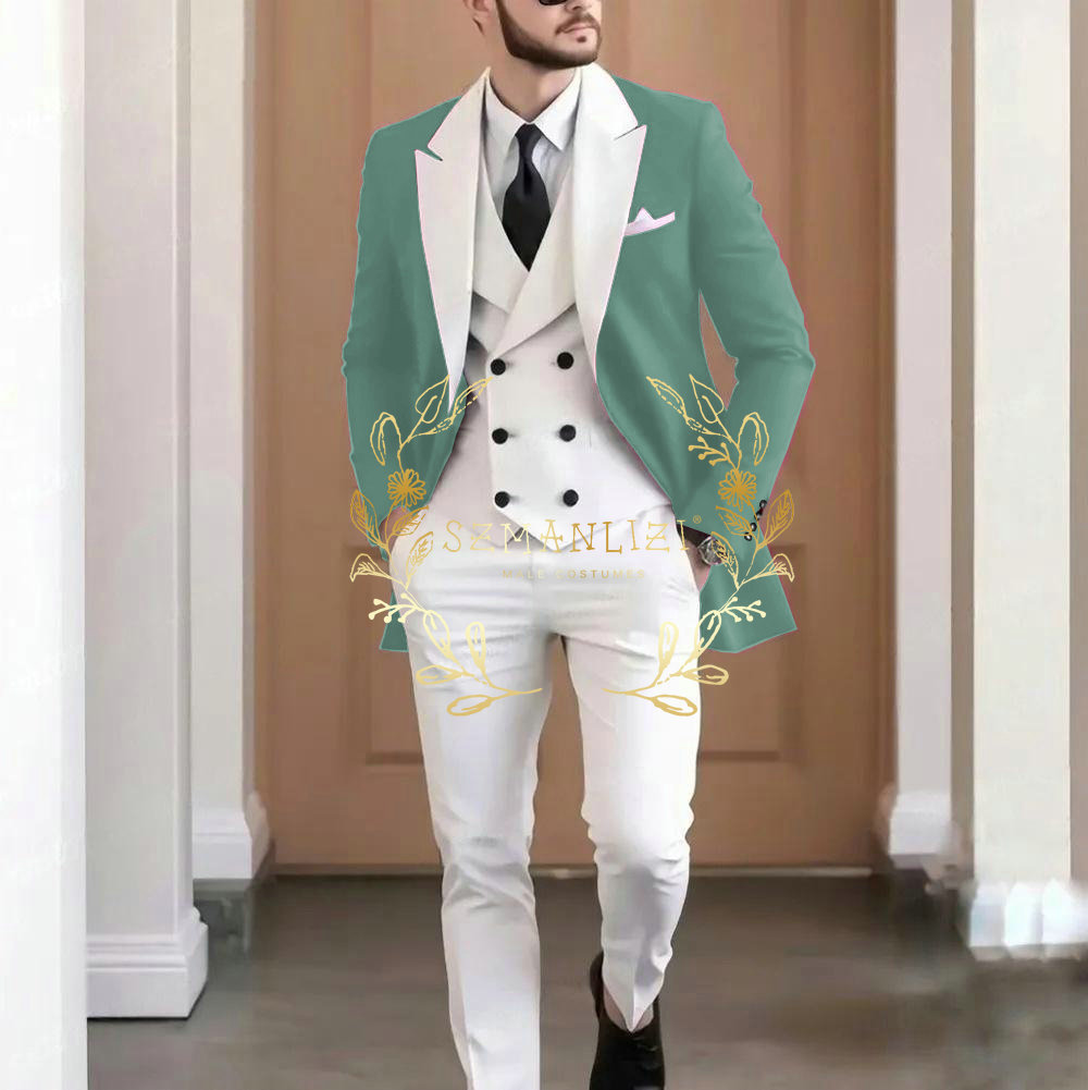 أنيقة عنابي 3 قطع بدلة رجالية  - مراجعة Men Formal Wear Jacket وسعره