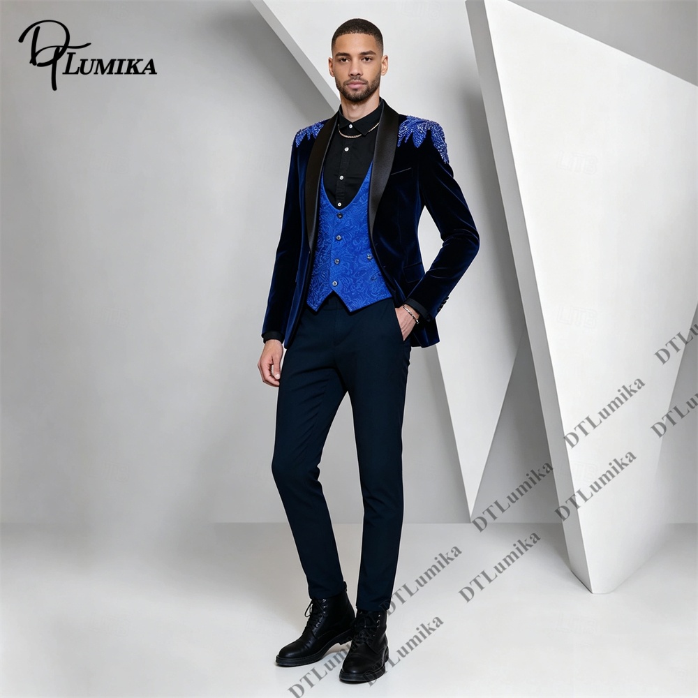 بدلة رجالية من ثلاث قطع من الم - مراجعة Men Formal Wear With Blazer وسعره