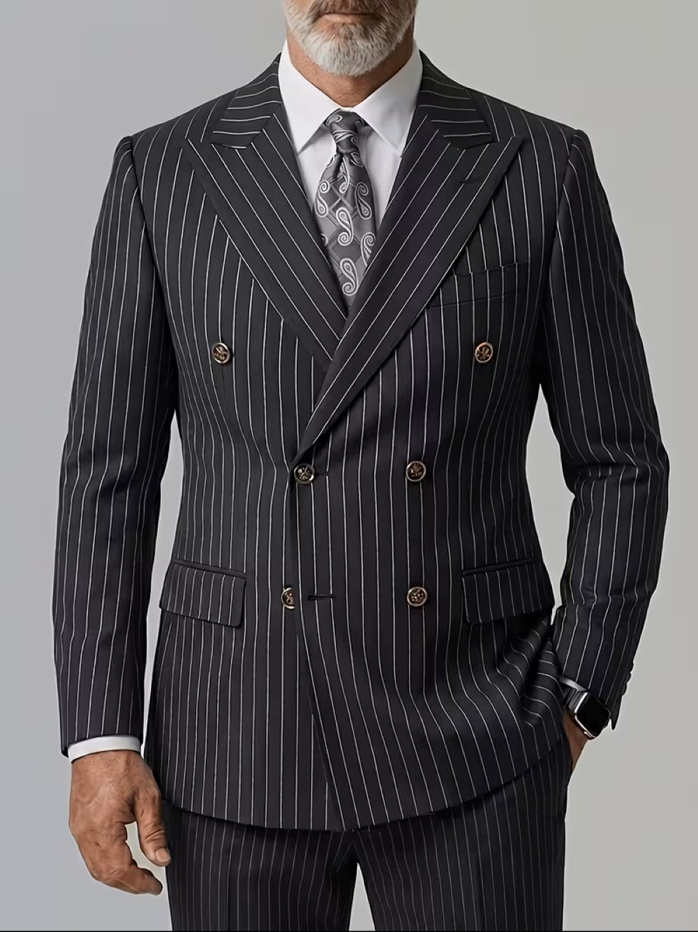   سترة رجالية سوداء مخططة بزري - مراجعة Formal Men Party Wear Jacket وسعره