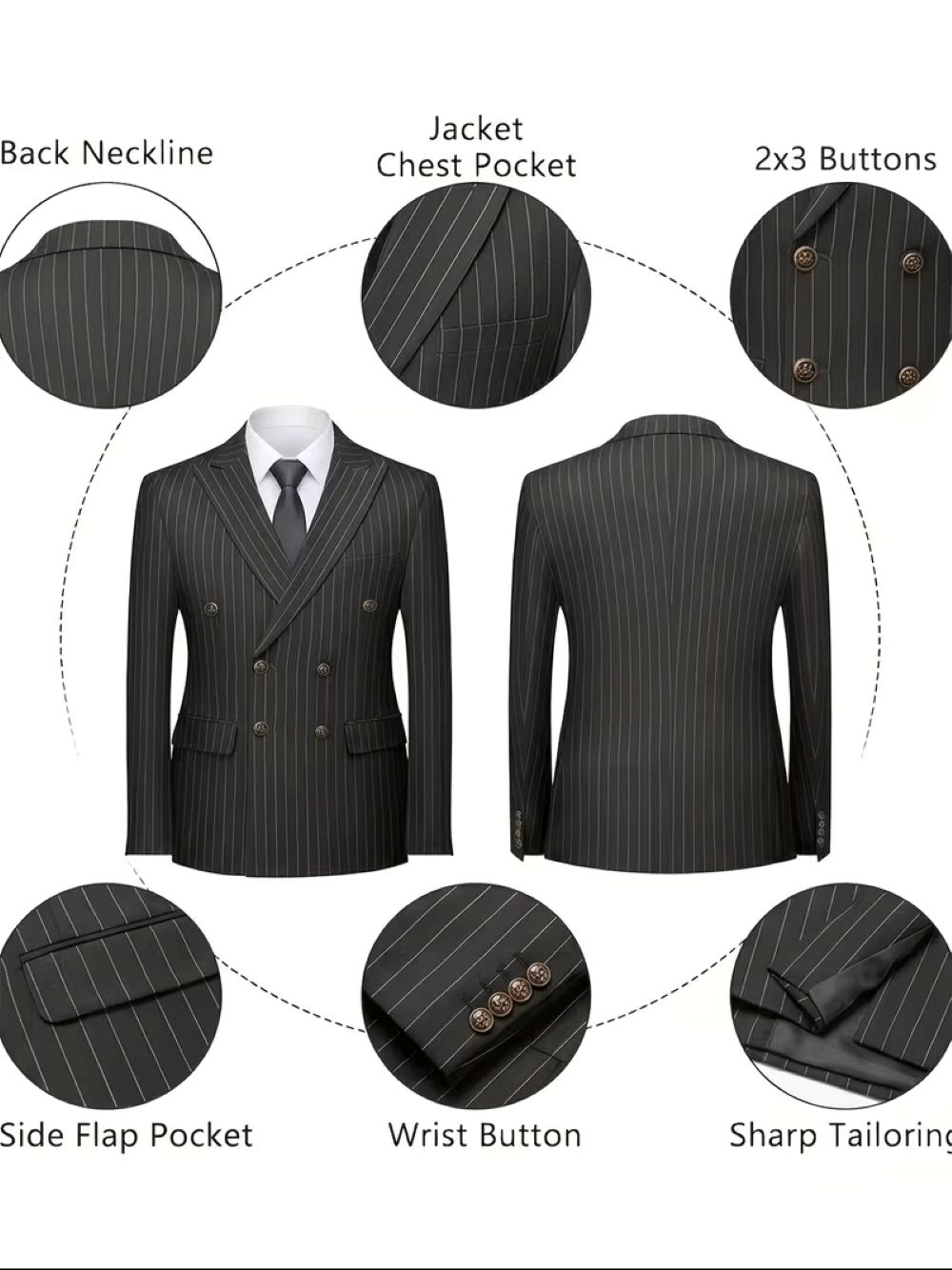   سترة رجالية سوداء مخططة بزري - مراجعة Formal Men Party Wear Jacket وسعره