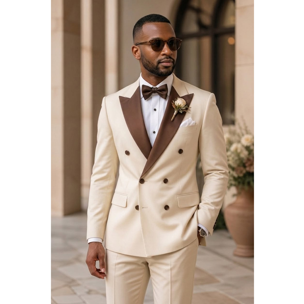 بدلة توكسيدو رجالية مزدوجة الص - مراجعة Men Formal Wear Outfits وسعره